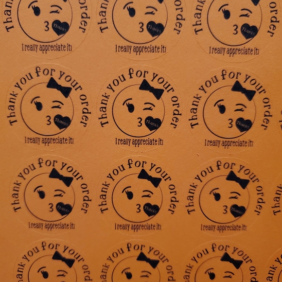 Thank You Stickers Florescent 1 Inch Orange Black - Picture 6 of 6